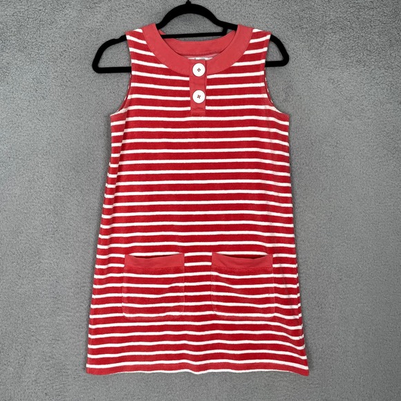 Boden Dresses & Skirts - Boden Stripe Dress Womens US 2 UK 6 Red White Terrycloth Sleeveless Pockets